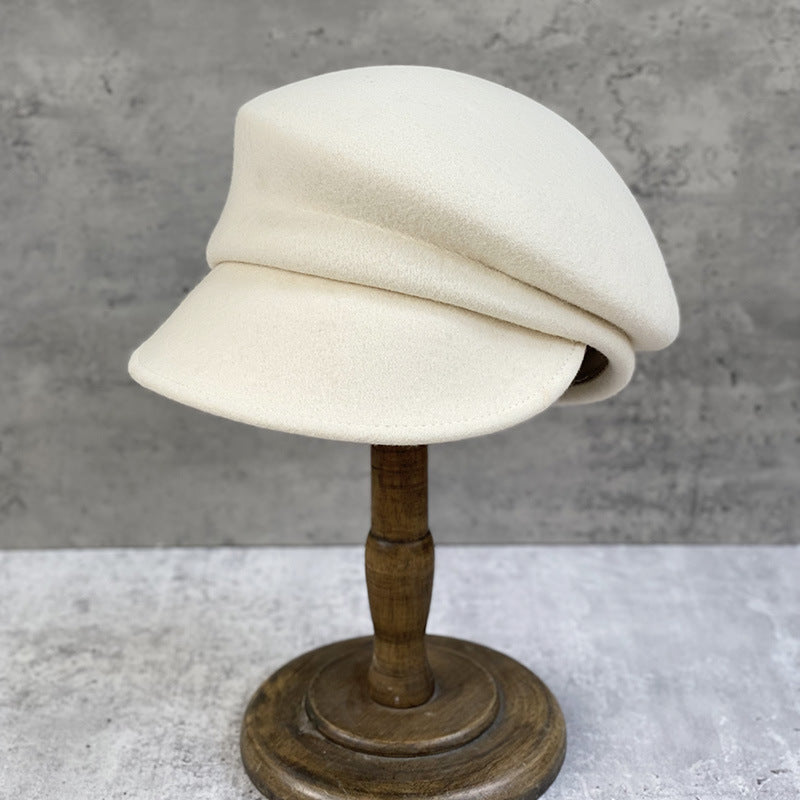 Wool Beret with Short Brim