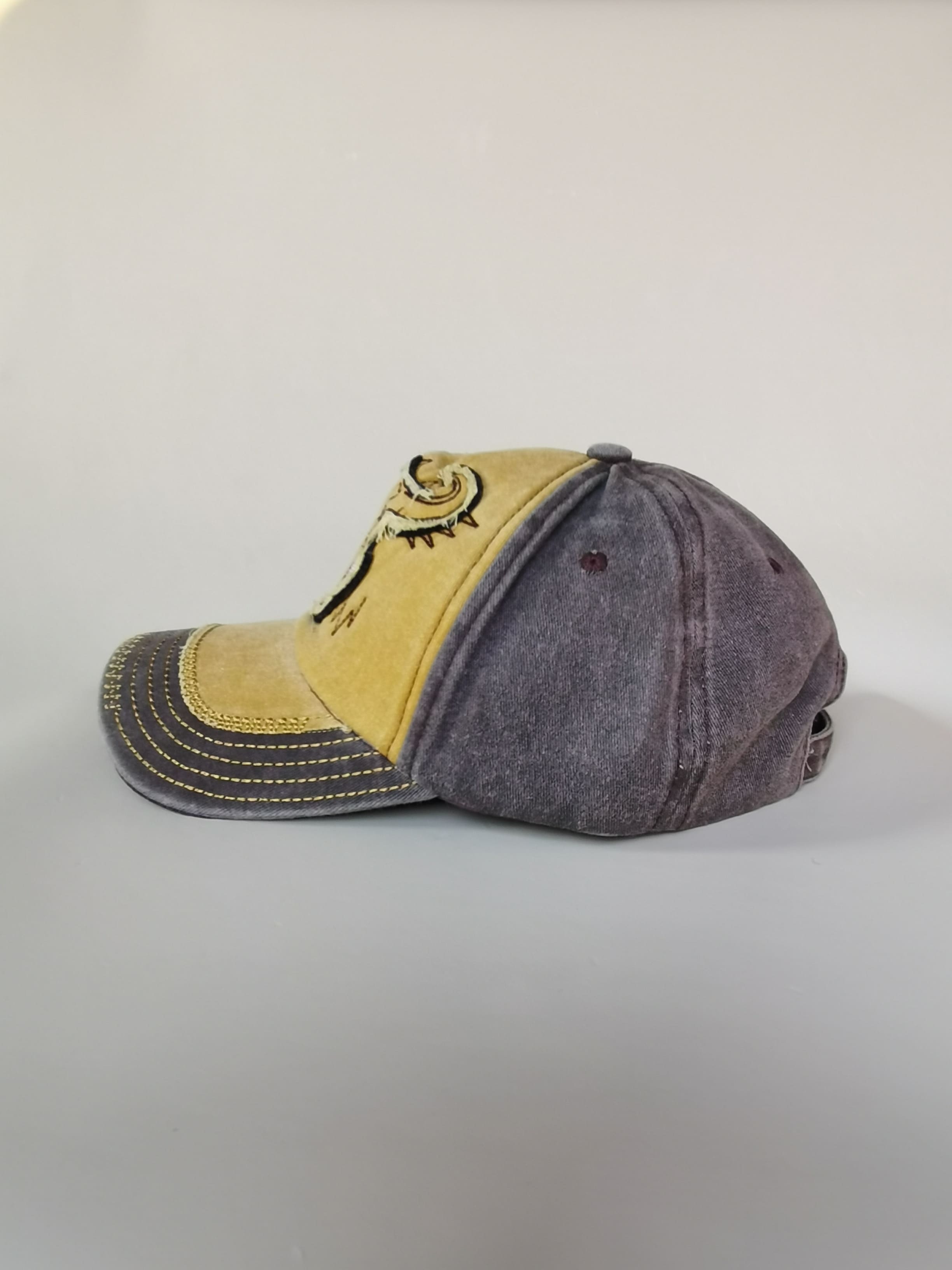 Bull Head Embroidered Baseball Cap with Contrast Panels