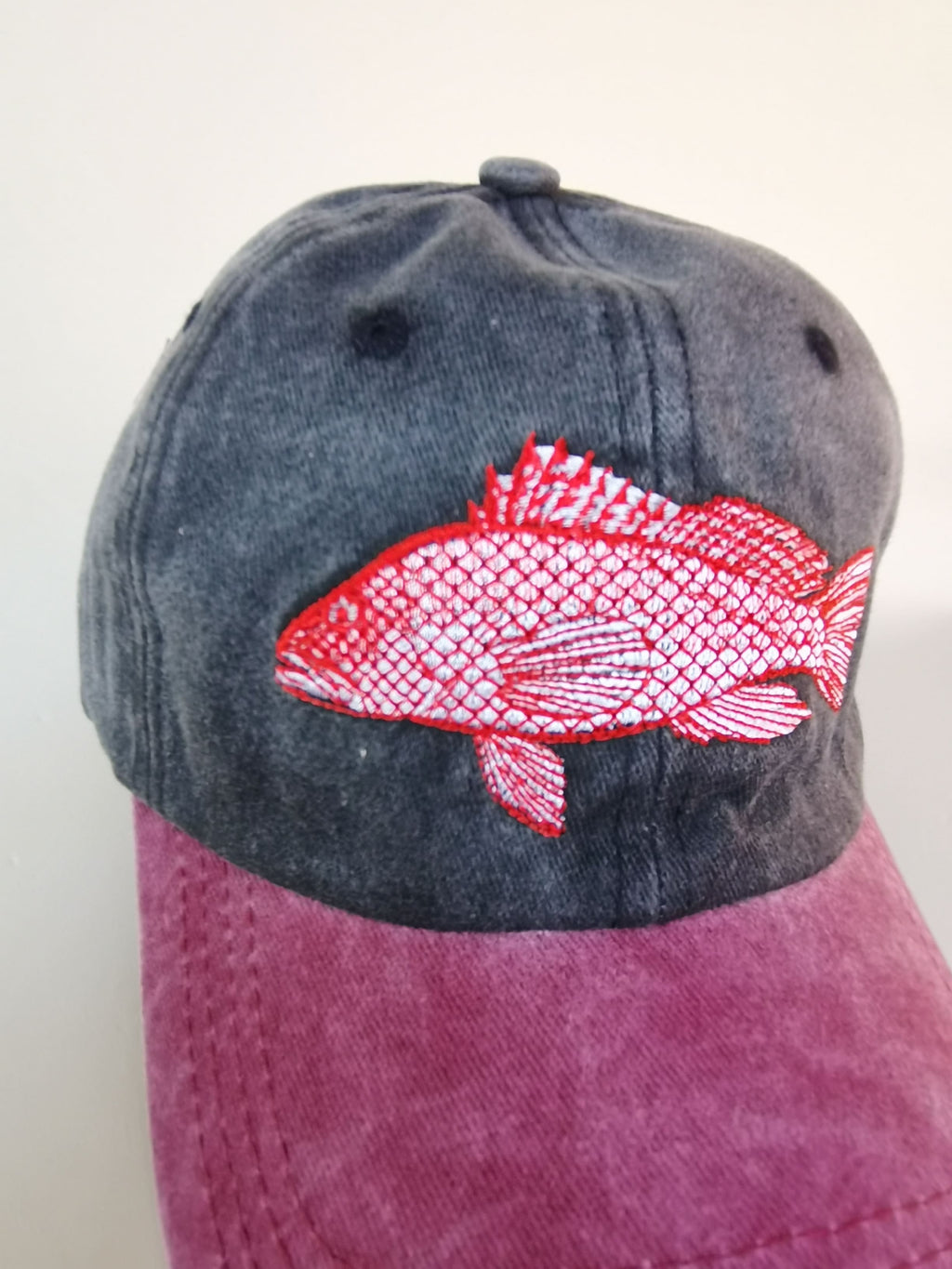 Red Snapper Embroidered Baseball Cap