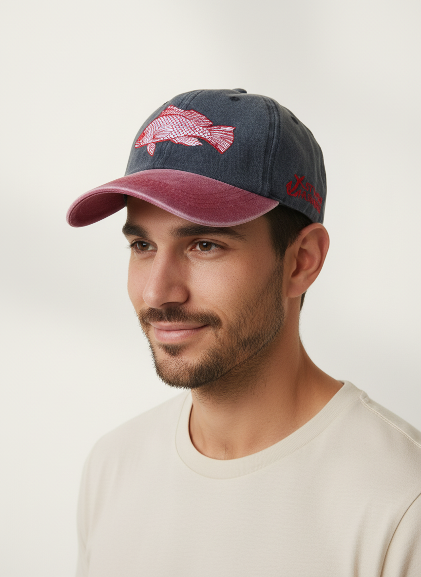 Red Snapper Embroidered Baseball Cap