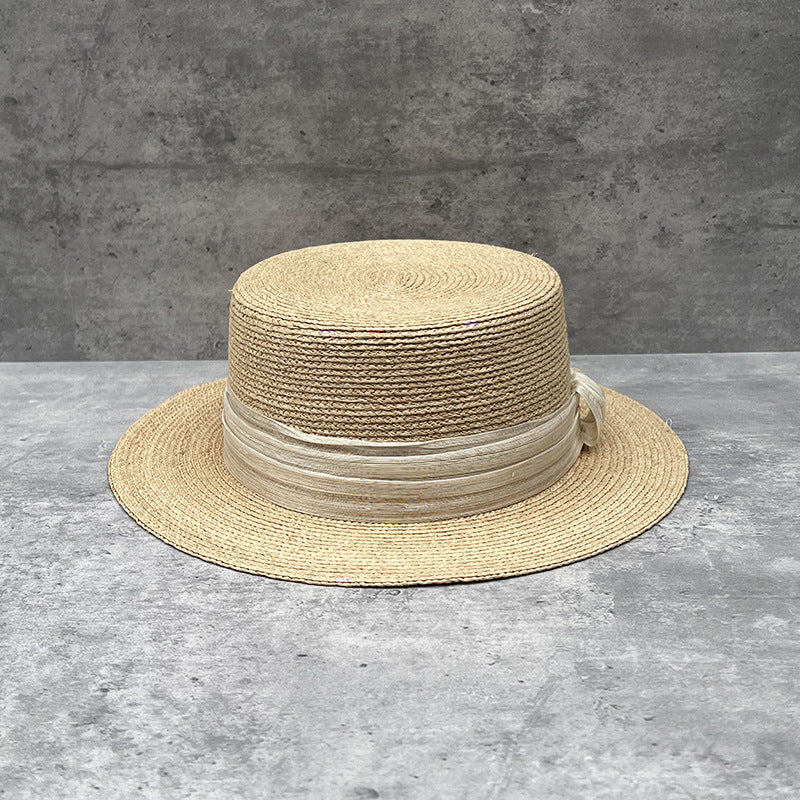 Handcrafted Fine Raffia Flat Top Straw Hat