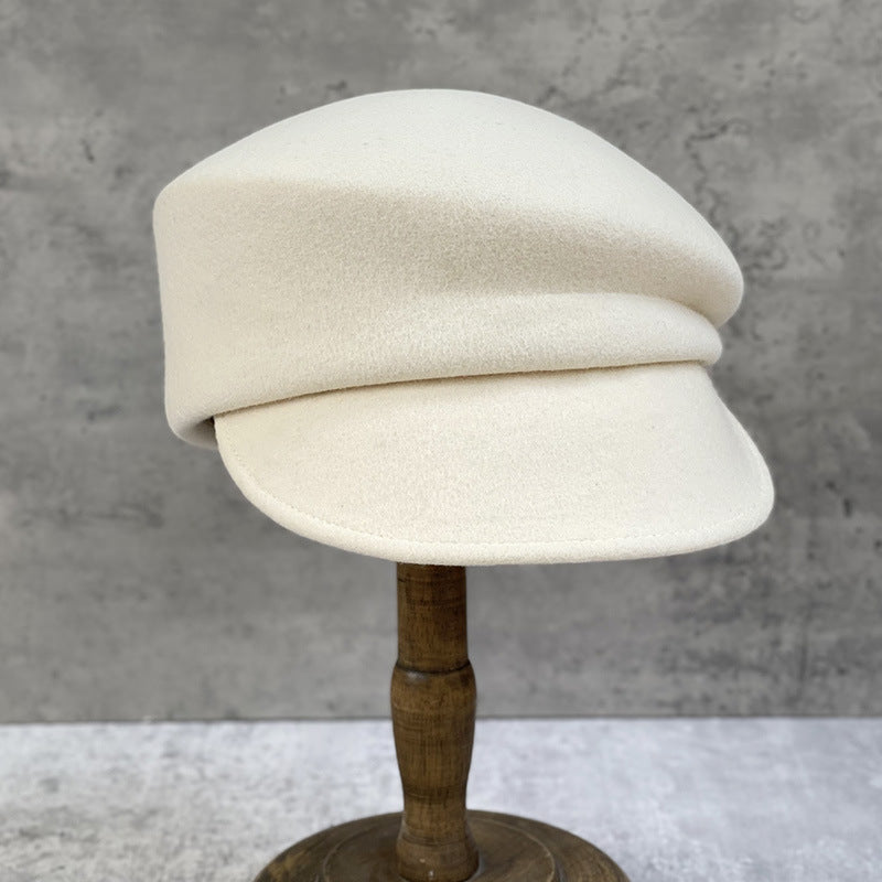 Wool Beret with Short Brim
