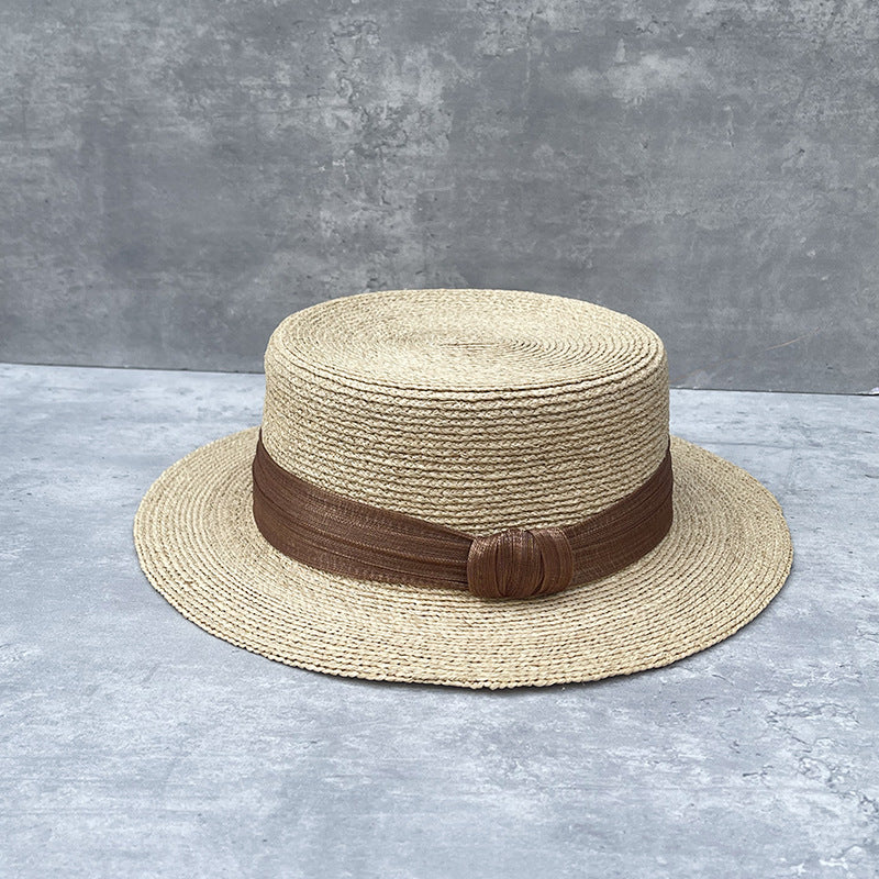 Handcrafted Fine Raffia Flat Top Straw Hat
