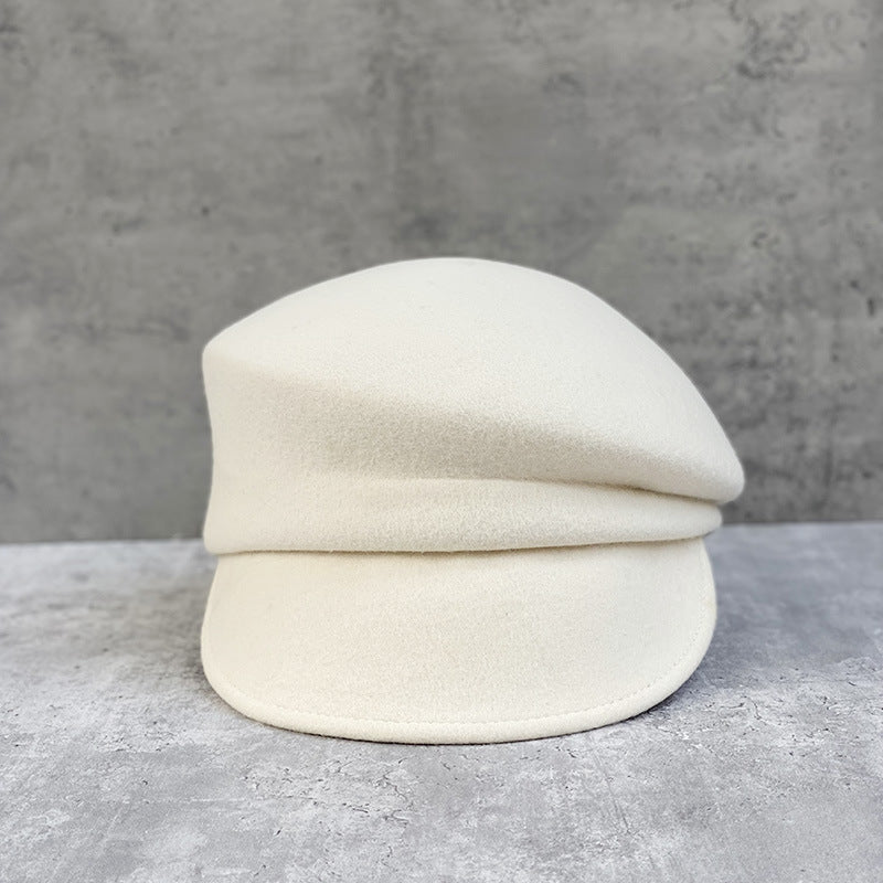 Wool Beret with Short Brim