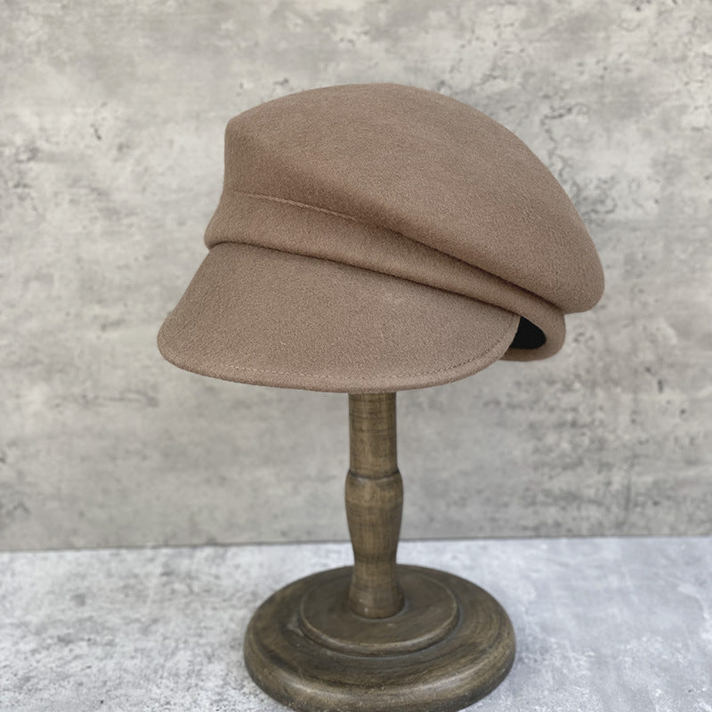Wool Beret with Short Brim
