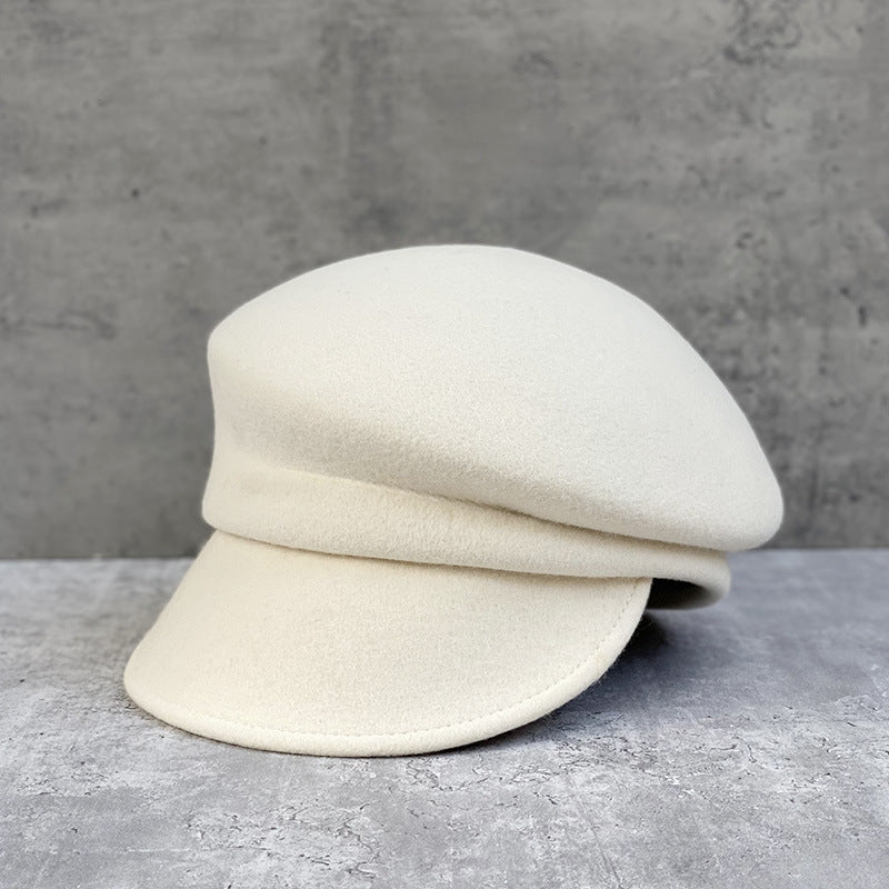 Wool Beret with Short Brim