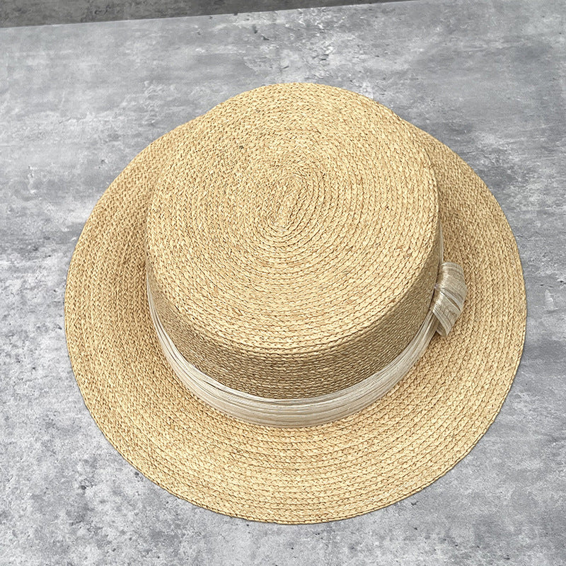 Handcrafted Fine Raffia Flat Top Straw Hat
