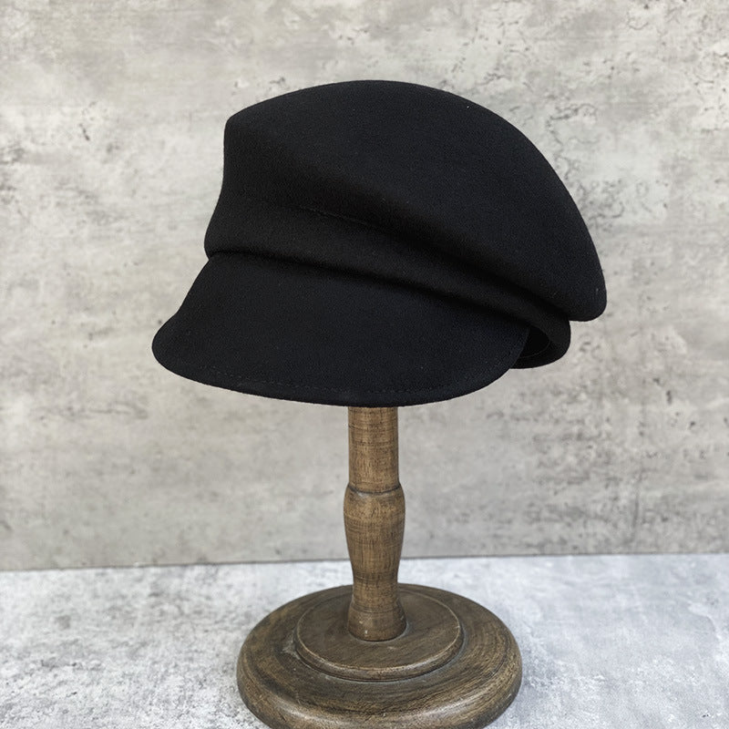 Wool Beret with Short Brim