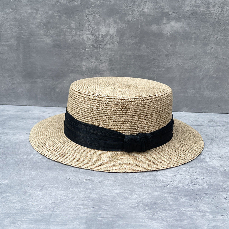 Handcrafted Fine Raffia Flat Top Straw Hat