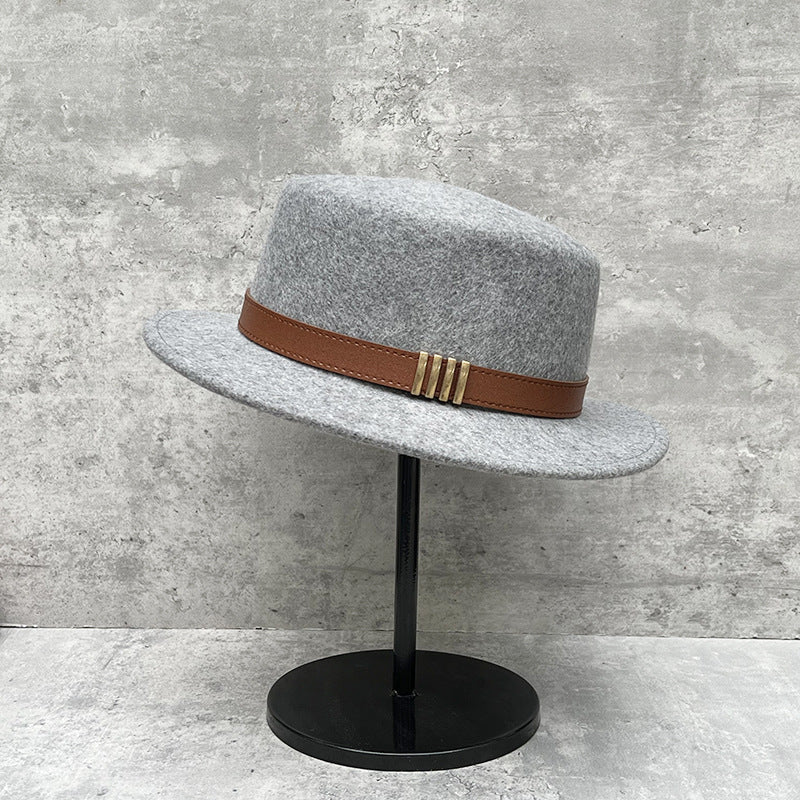Wool Felt Wide Brim Flat Top Dress Hat
