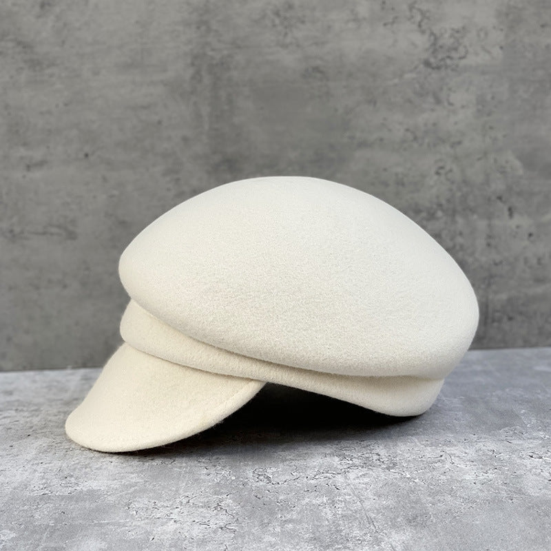 Wool Beret with Short Brim