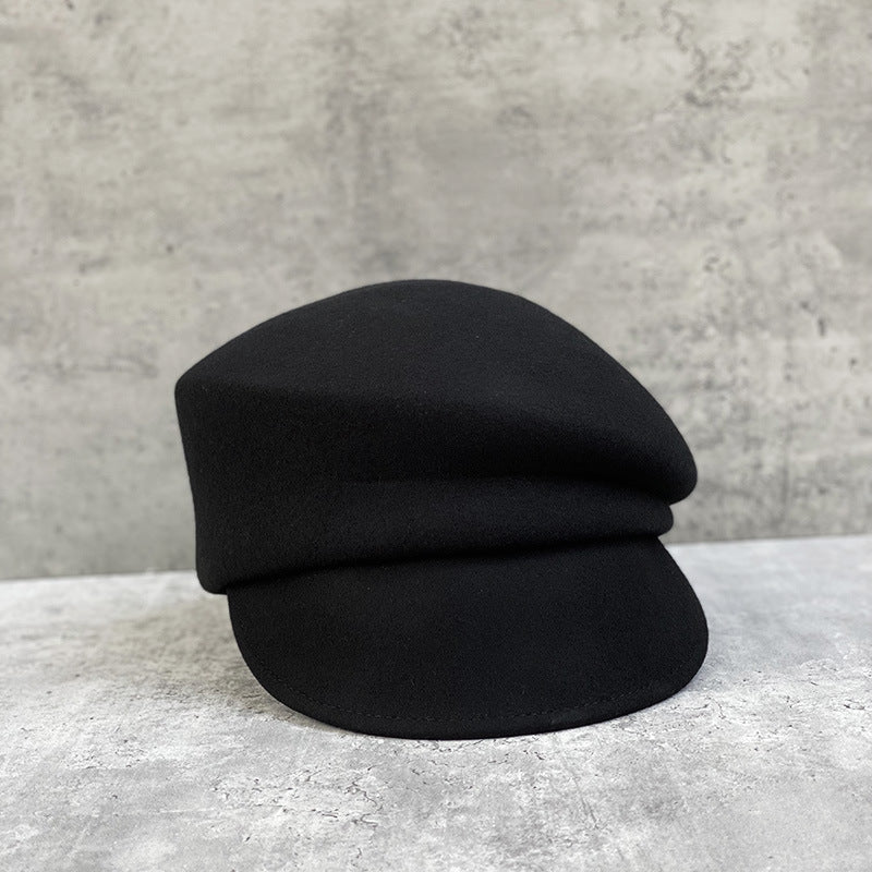 Wool Beret with Short Brim