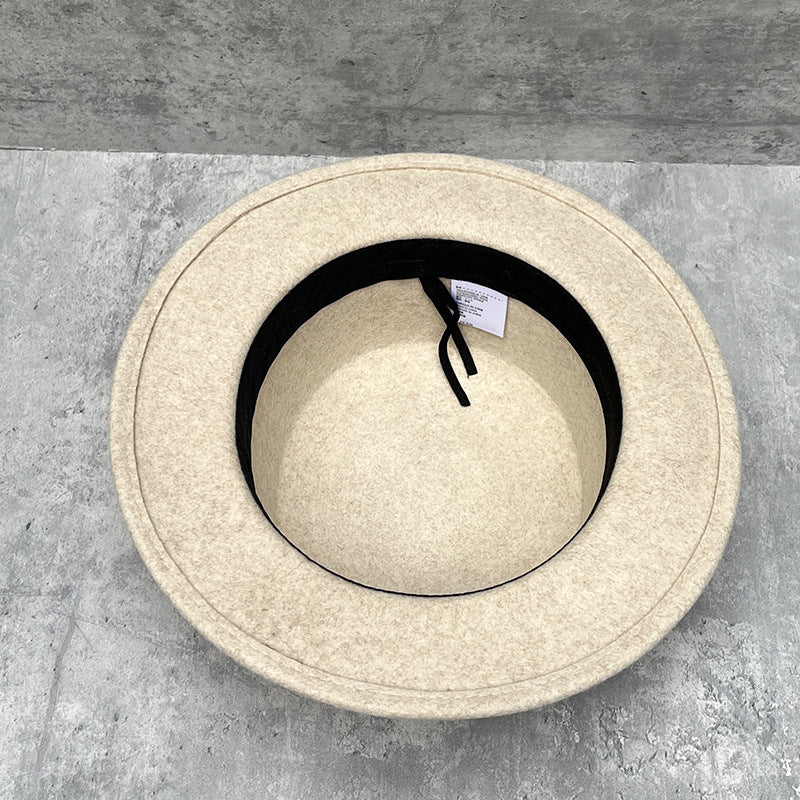 Wool Felt Wide Brim Flat Top Dress Hat