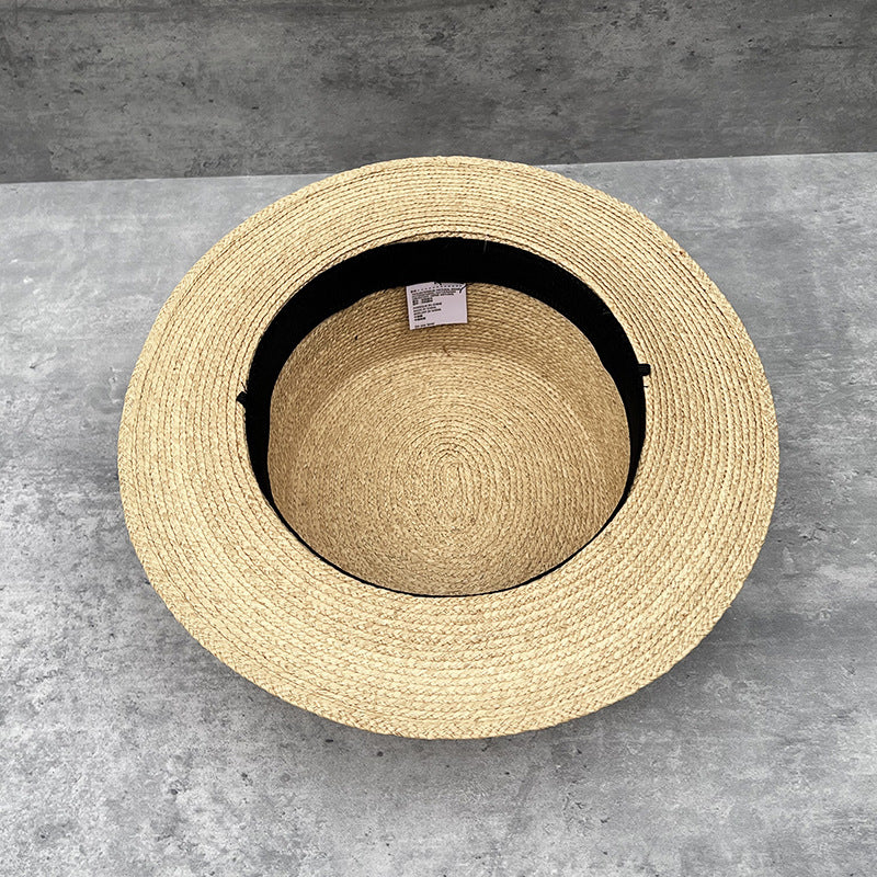 Handcrafted Fine Raffia Flat Top Straw Hat