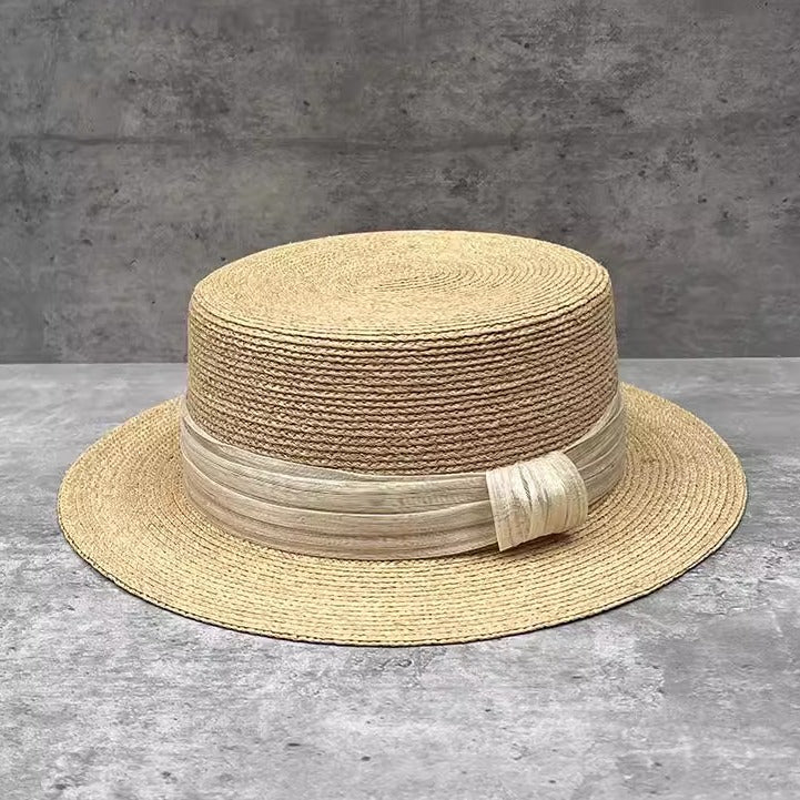 Handcrafted Fine Raffia Flat Top Straw Hat