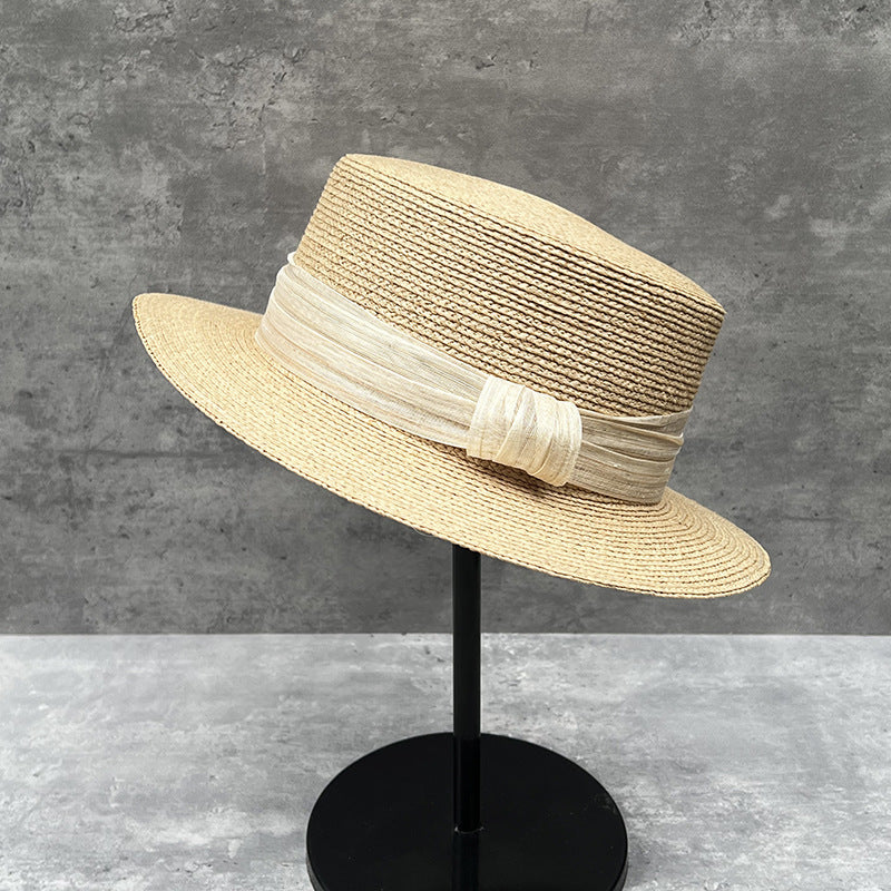 Handcrafted Fine Raffia Flat Top Straw Hat